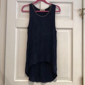 Scrapbook Navy Denim like Hi-Low Tunic Length Tank